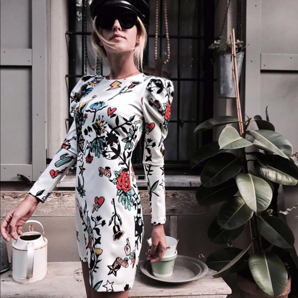 Rica white printed dress NWT bx8 - Picture 2 of 8